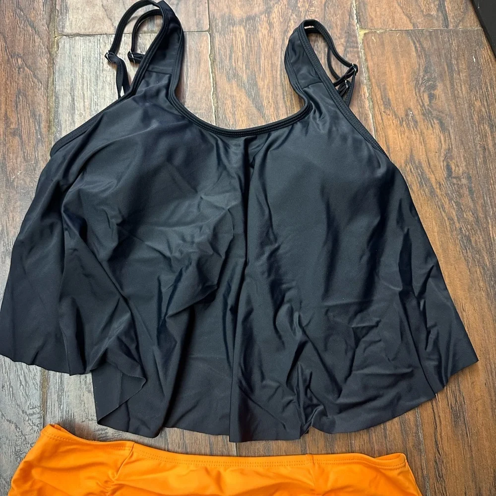 Black and Orange Two-Piece Swimsuit <<<<209>>>>